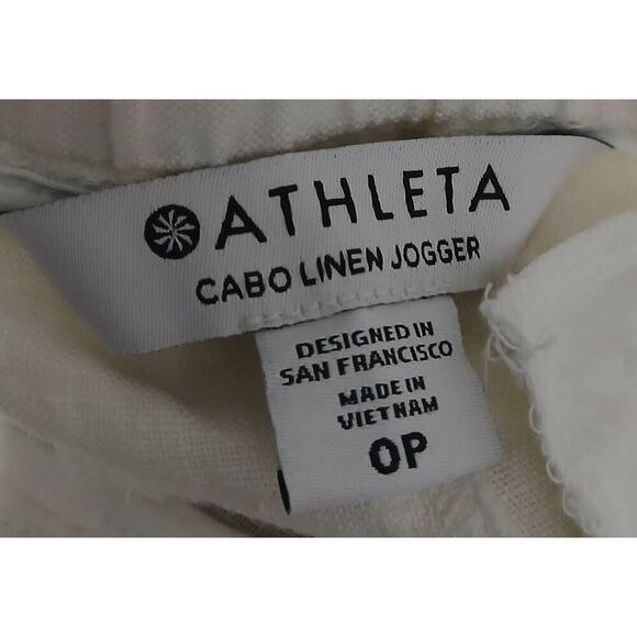 Athleta womens size 0 petite Cabo 100% linen jogger cream color - Picture 6 of 8
